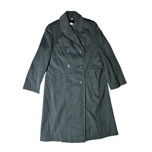 Vintage US Army Military Trench Coat Wool Double-Breasted Nato Womens Size 12S